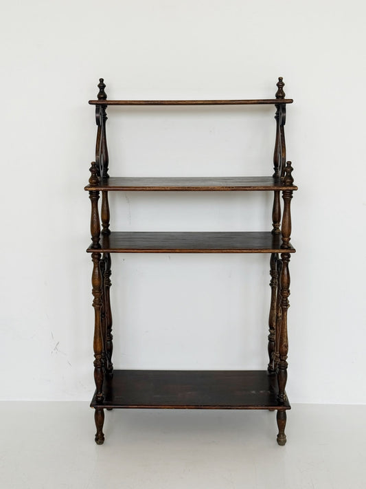 Étagère vittoriana inglese in legno massello, fine XIX secolo
