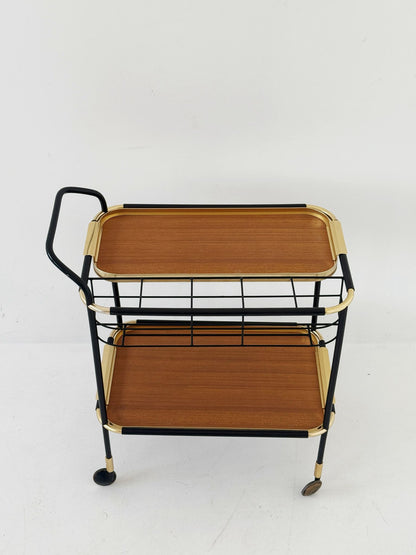 Gold-plated metal and Formica serving trolley, 1950s/1960s