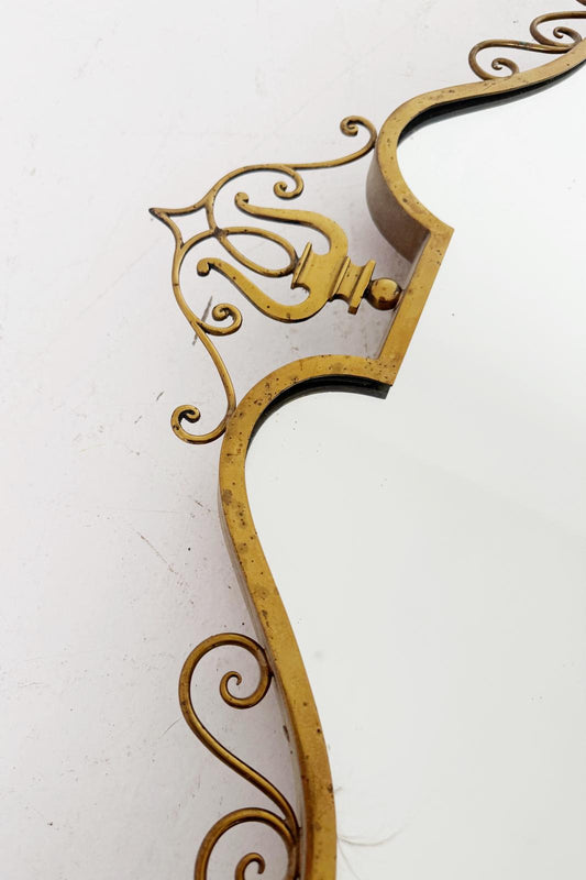 Shaped wall mirror with Art Nouveau frame Italy, 1930s–1940s