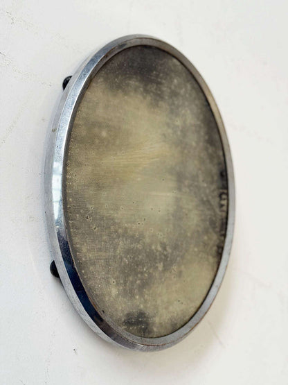 Oval Chromed Metal Tray with Mirrored Backing – 1950s