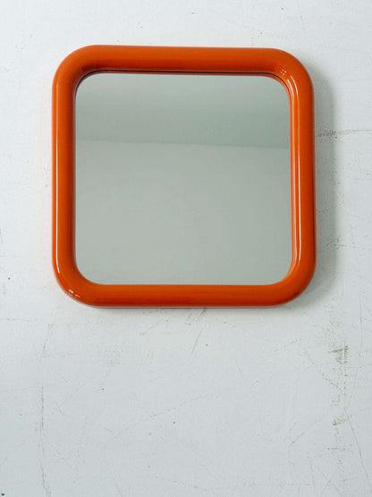 mirror with orange plastic frame - 1970s