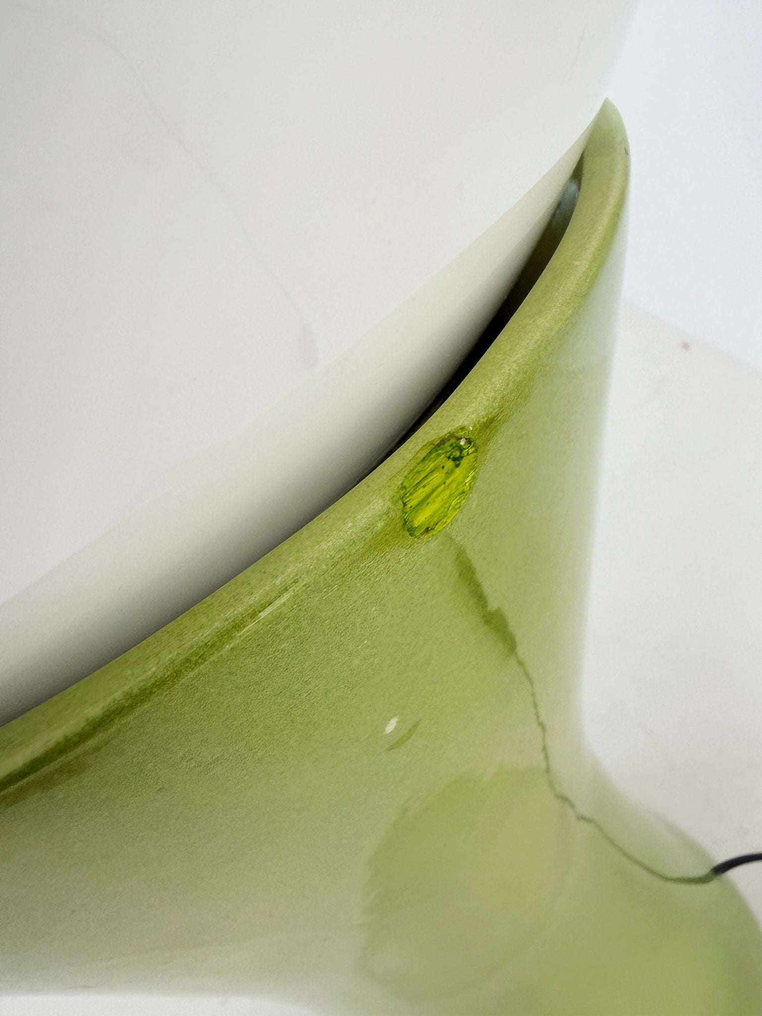 1970s Green Ceramic Table Lamp with Opal Glass Globe – 68 cm high