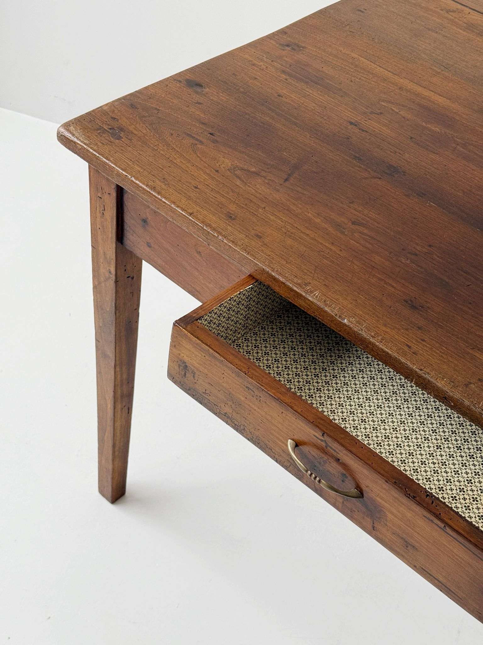 Directoire walnut table with central drawer, Italy, late 18th century