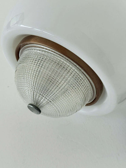 Opal glass and burnished metal wall light, 1960s