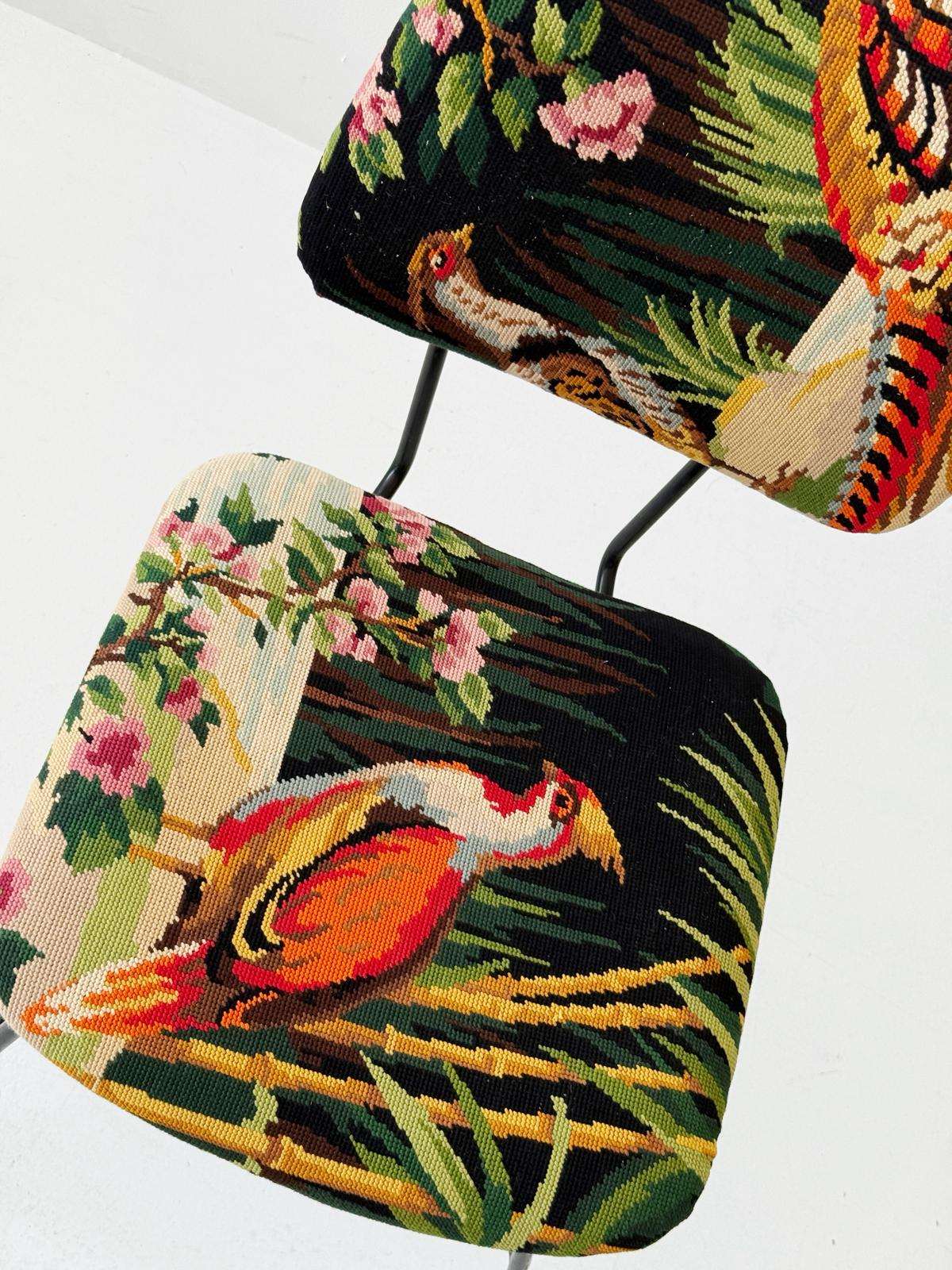 Chair with half-stitch tapestry upholstery – one-of-a-kind piece