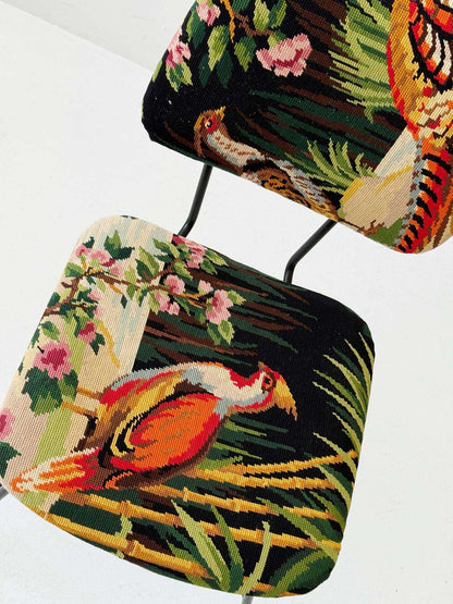 Chair with half-stitch tapestry upholstery – one-of-a-kind piece