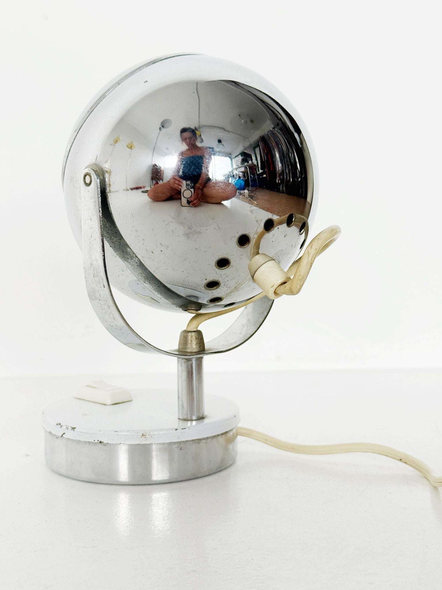 Space Age Chrome Sphere Table Lamp, 1970s