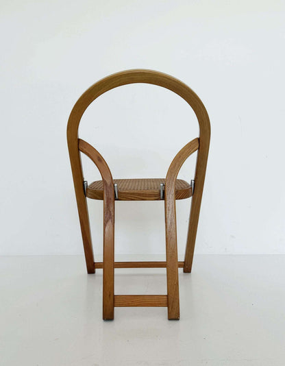 1960s folding wooden chair with Vienna straw seat – Made in Italy