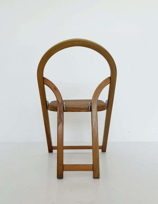 1960s folding wooden chair with Vienna straw seat – Made in Italy