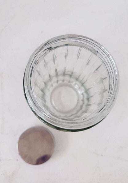 Pair of blown glass jars with metal lids, 1960s–1970s