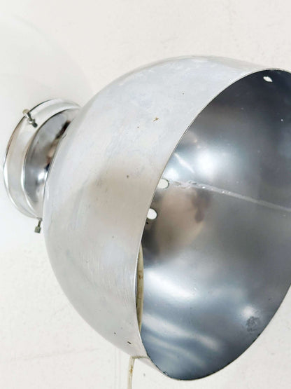 Space Age table lamp in chrome-plated metal and opal glass, 1960s–1970s