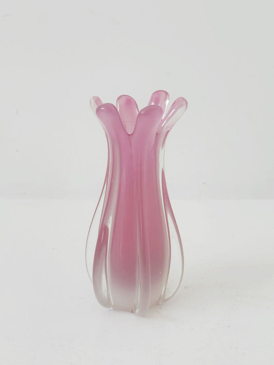 Oball Murano – Piccolo vaso in vetro d'arte opale rosa, anni '80