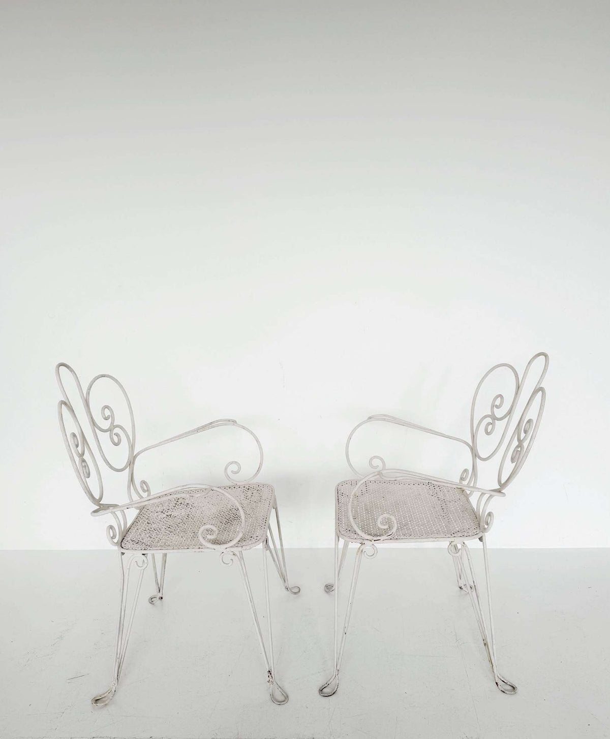 Pair of wrought-iron garden armchairs, Italy, mid-20th century
