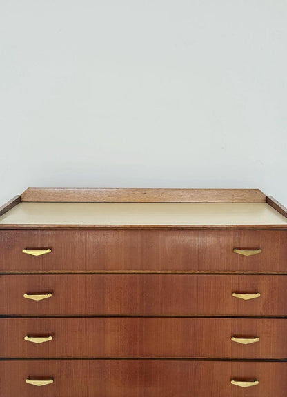 Cassettiera in legno con piano in laminato