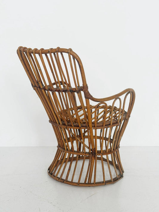 Poltroncina da bambino in rattan, anni 50/60