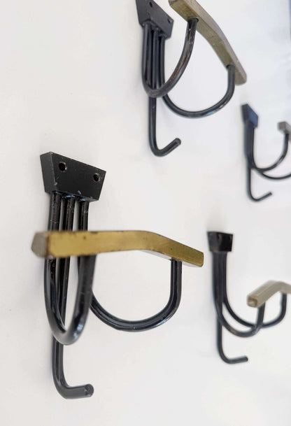 Set of 4 Metal and Brass Wall Hooks – 1960s