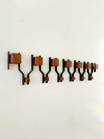 Vintage wooden and metal coat rack – Modular design from the 1960s/1970s
