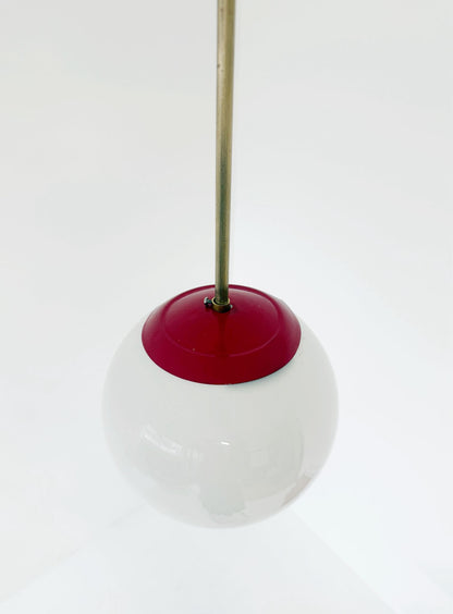 Opal glass and brass pendant lamp, Italy, 1950s–60s