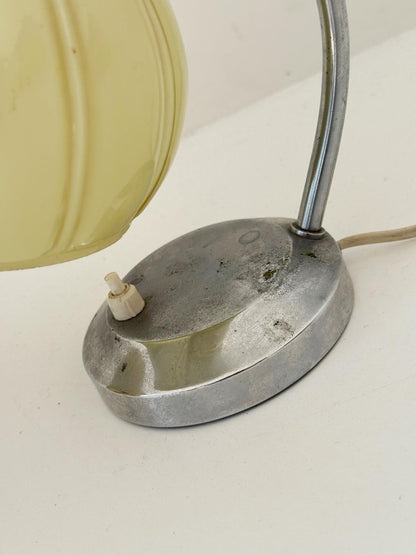 Pair of Space Age lampshades in chromed metal and yellow glass, 1960s