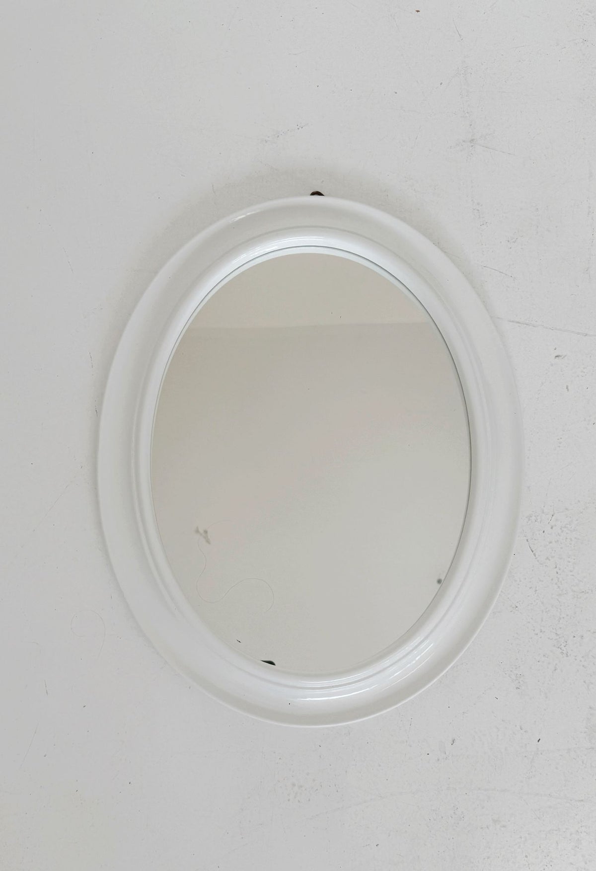 Oval white ceramic mirror, Italy, 1970s