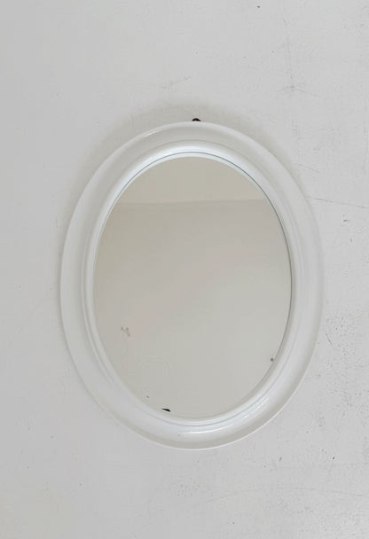 Oval white ceramic mirror, Italy, 1970s