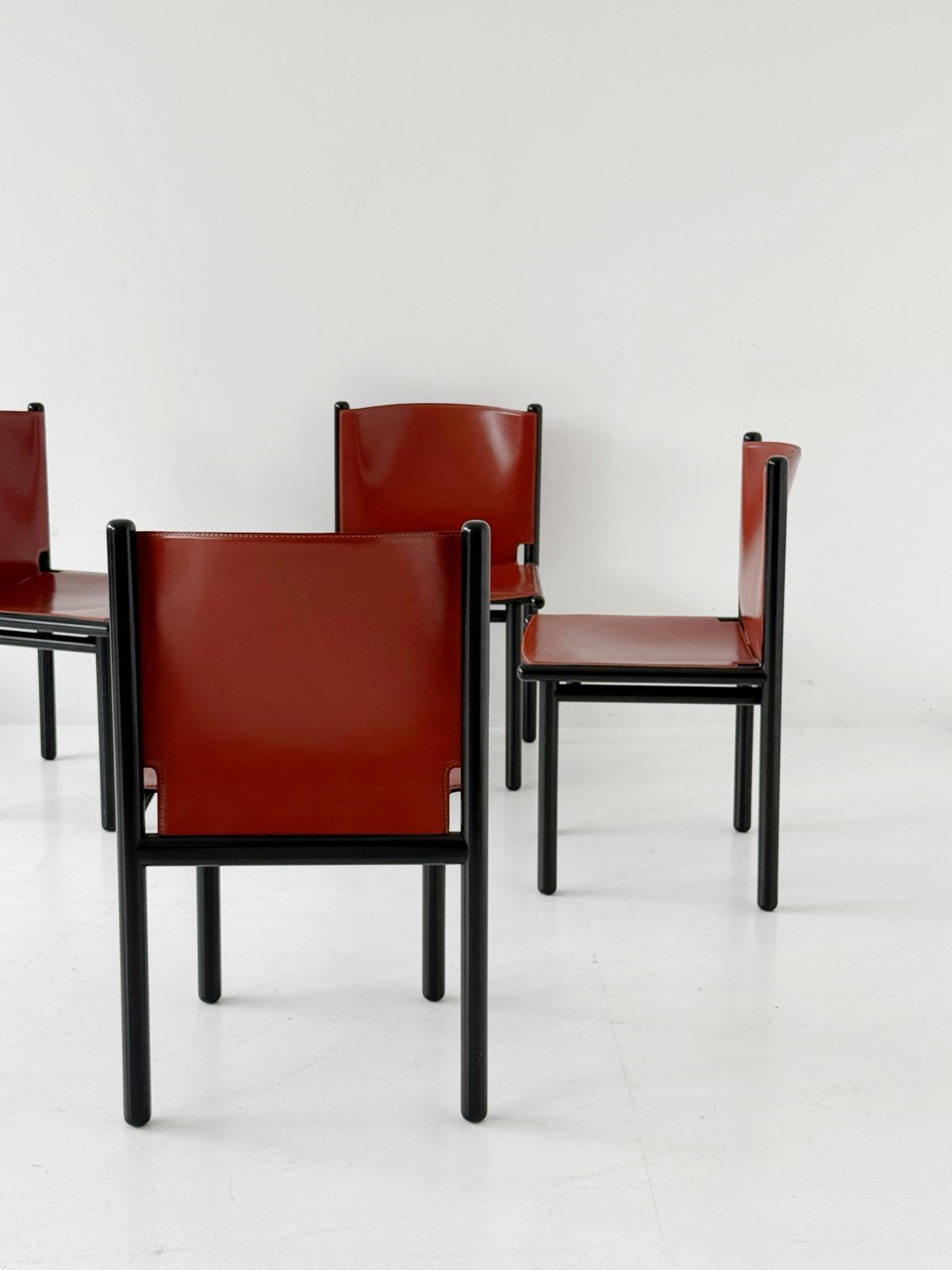 Set of 4 "Caprile" chairs by Gianfranco Frattini for Cassina, 1980s