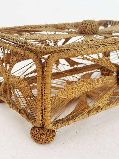 Woven raffia storage box, Italian-made