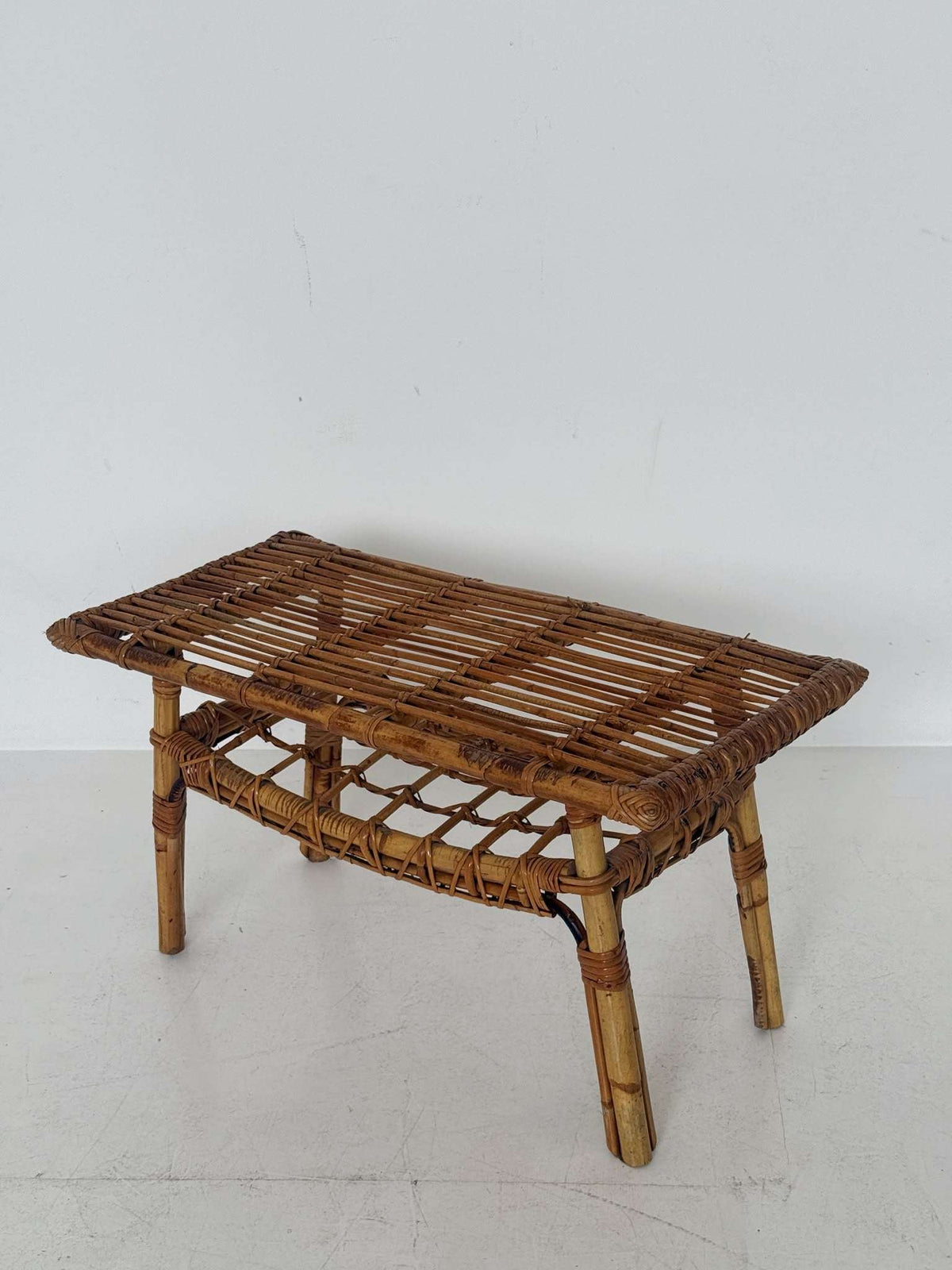 Woven bamboo and rattan coffee table, 1960s/70s