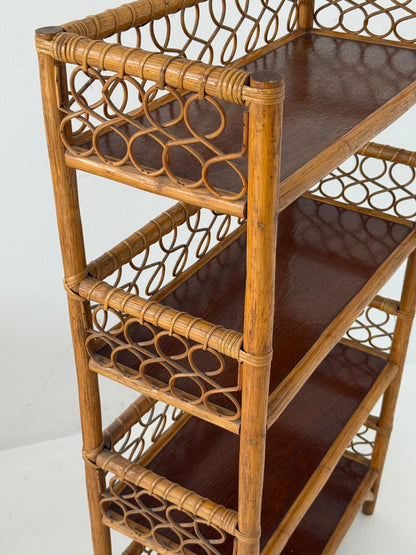 Bamboo and wicker bookcase – 1960