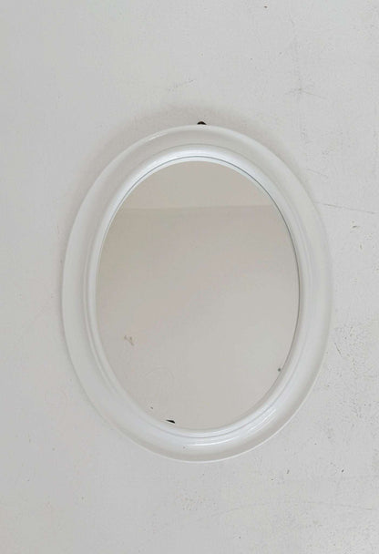 Oval white ceramic mirror, Italy, 1970s