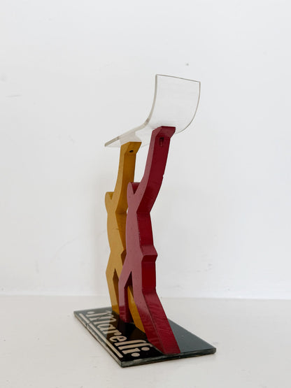 Marelli advertising display stand in wood and Plexiglass – Italy, 1980s/90s