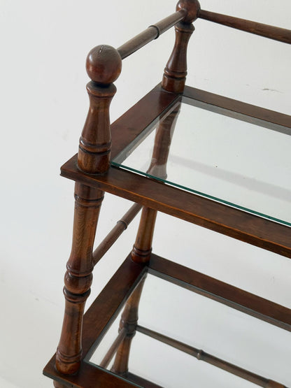 Wooden Bookcase with Glass Shelves – 1950s