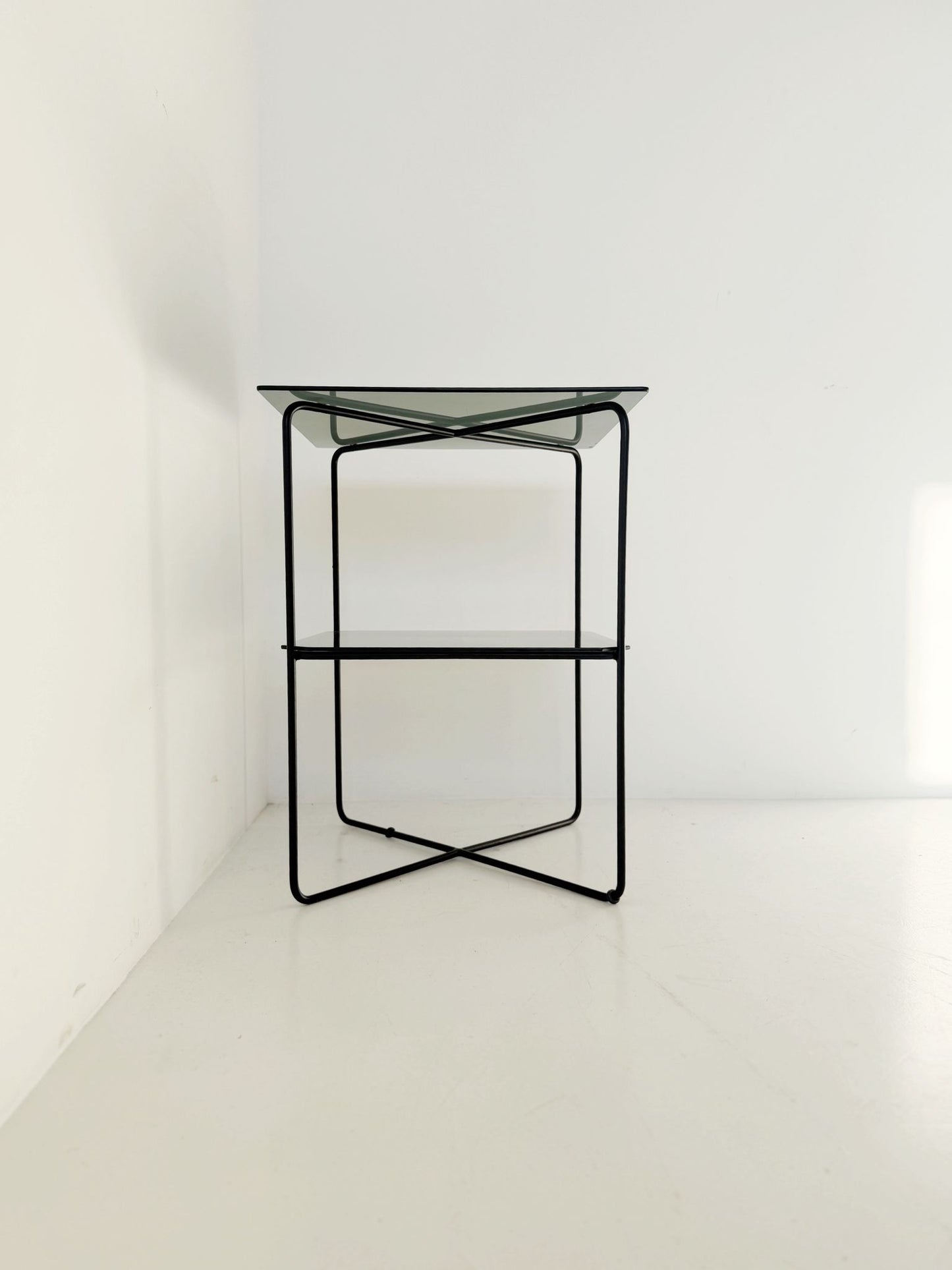 Metal and smoked glass coffee table, 1970s