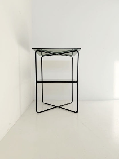 Metal and smoked glass coffee table, 1970s