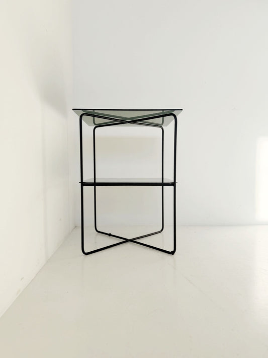 Metal and smoked glass coffee table, 1970s