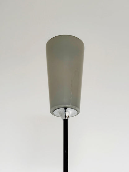 Vintage Black Metal Floor Lamp with Glass Lampshade