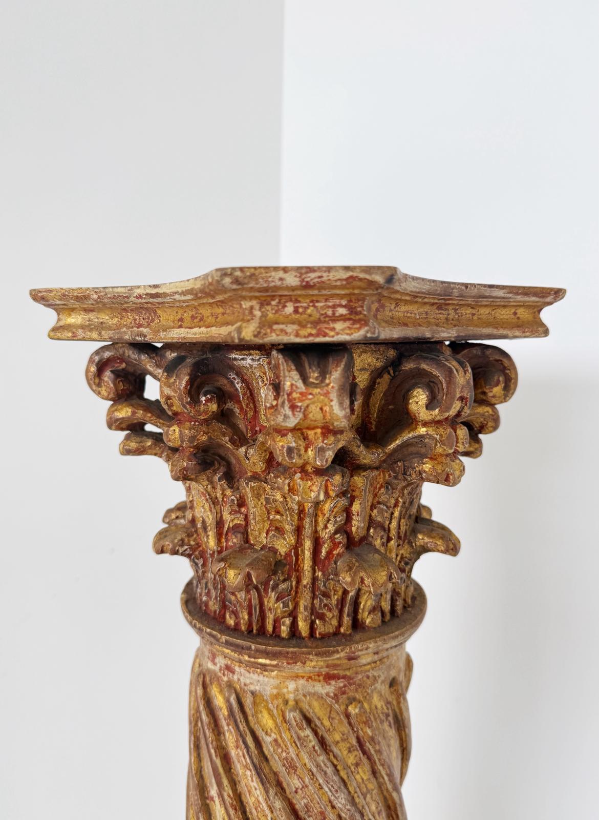 Gilded spiral column with Corinthian capital, Central Italy, Baroque style