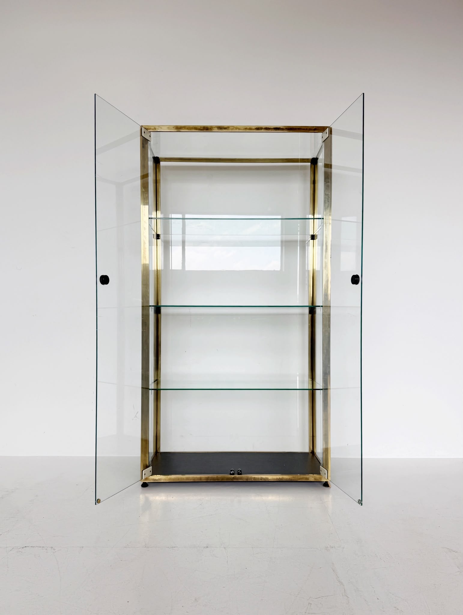 Vintage brass and glass display cabinet, 1970s