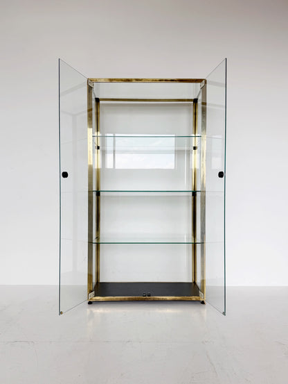 Vintage brass and glass display cabinet, 1970s