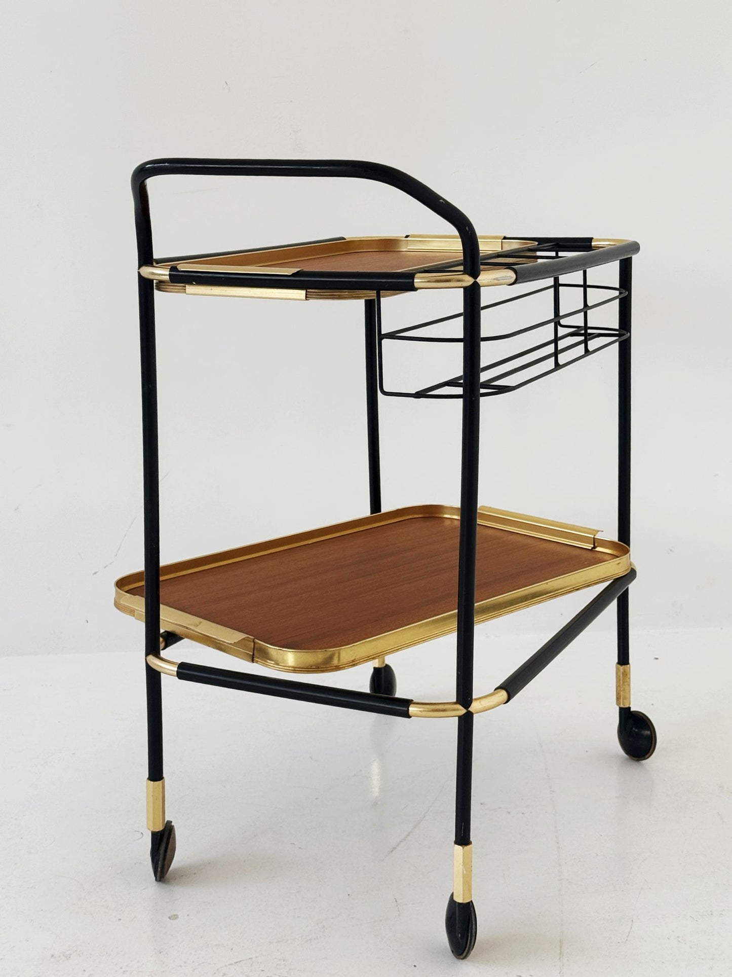 Gold-plated metal and Formica serving trolley, 1950s/1960s