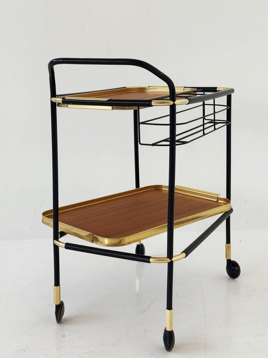 Carrello portavivande in metallo dorato e Formica, anni ’50/’60