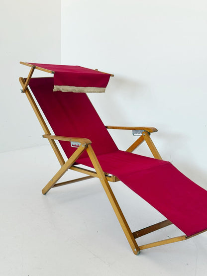 Adjustable Folding Deck Chair with Canopy – Fratelli Reguitti, 1960s–1970s