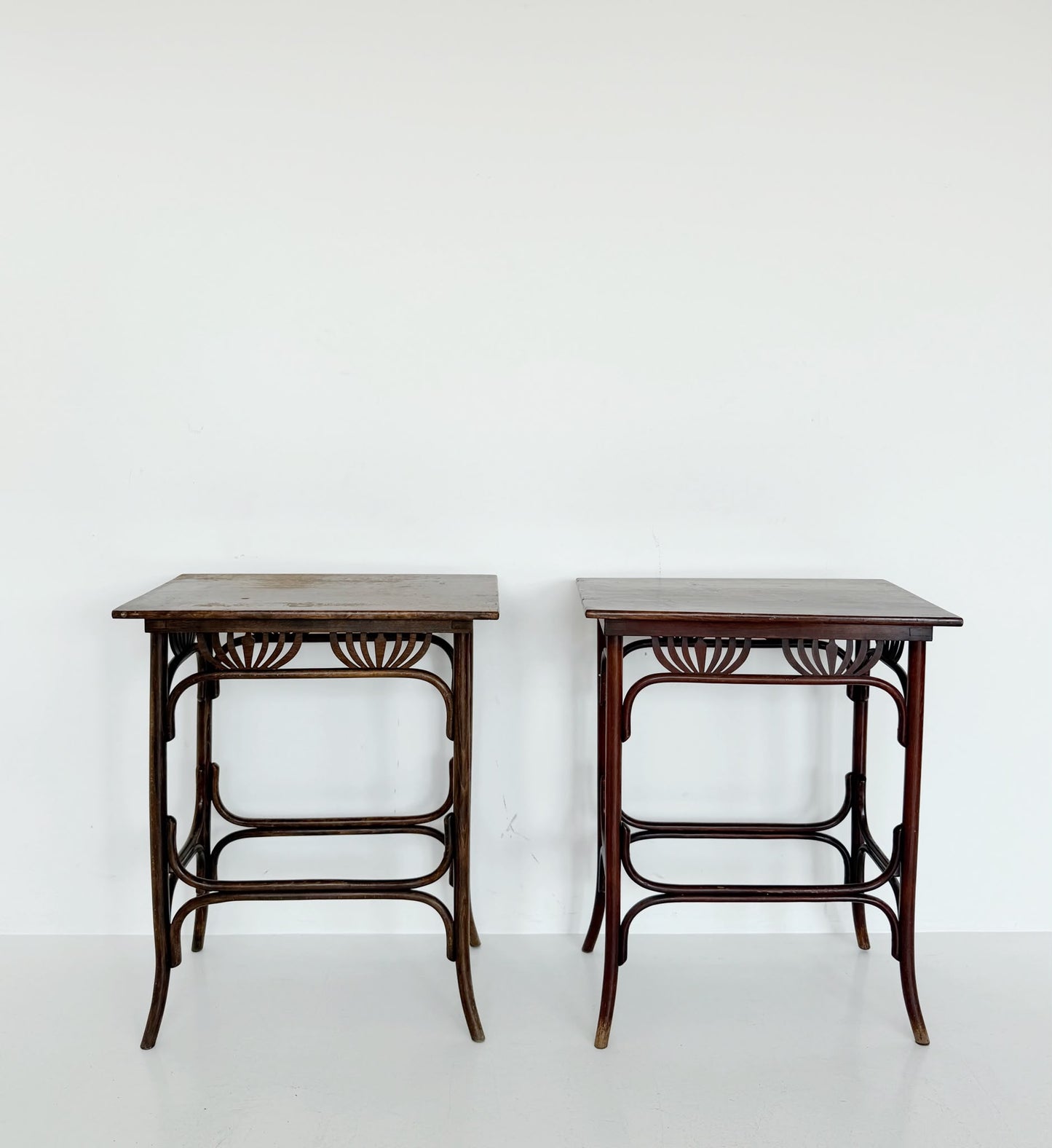 Pair of Thonet bentwood side tables, Austria, early 20th century