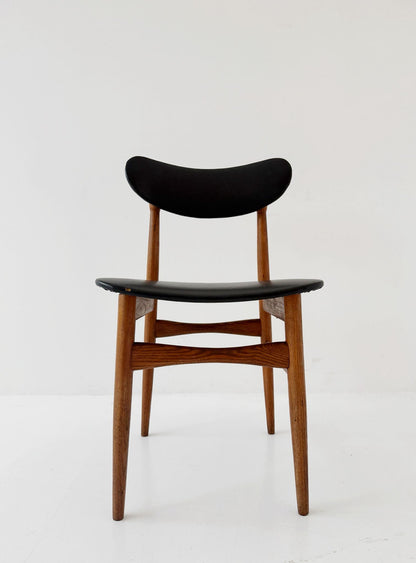 Sedia in legno e skai nero, Italia, anni ’50