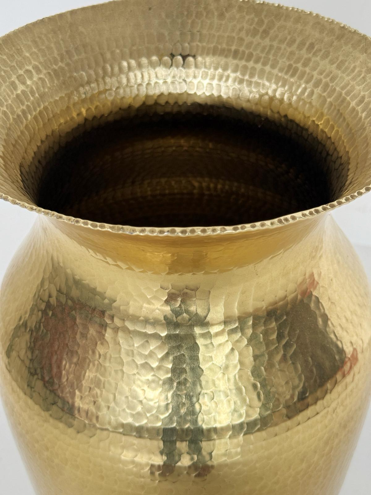 Large handcrafted hammered brass vase, 1970s