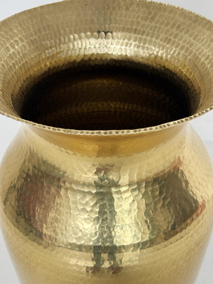 Large handcrafted hammered brass vase, 1970s