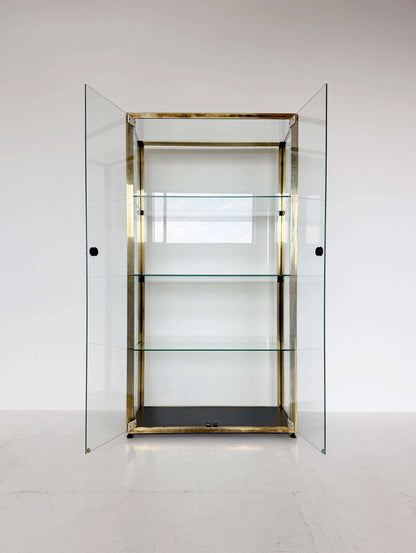 Vintage brass and glass display cabinet, 1970s