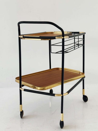 Gold-plated metal and Formica serving trolley, 1950s/1960s