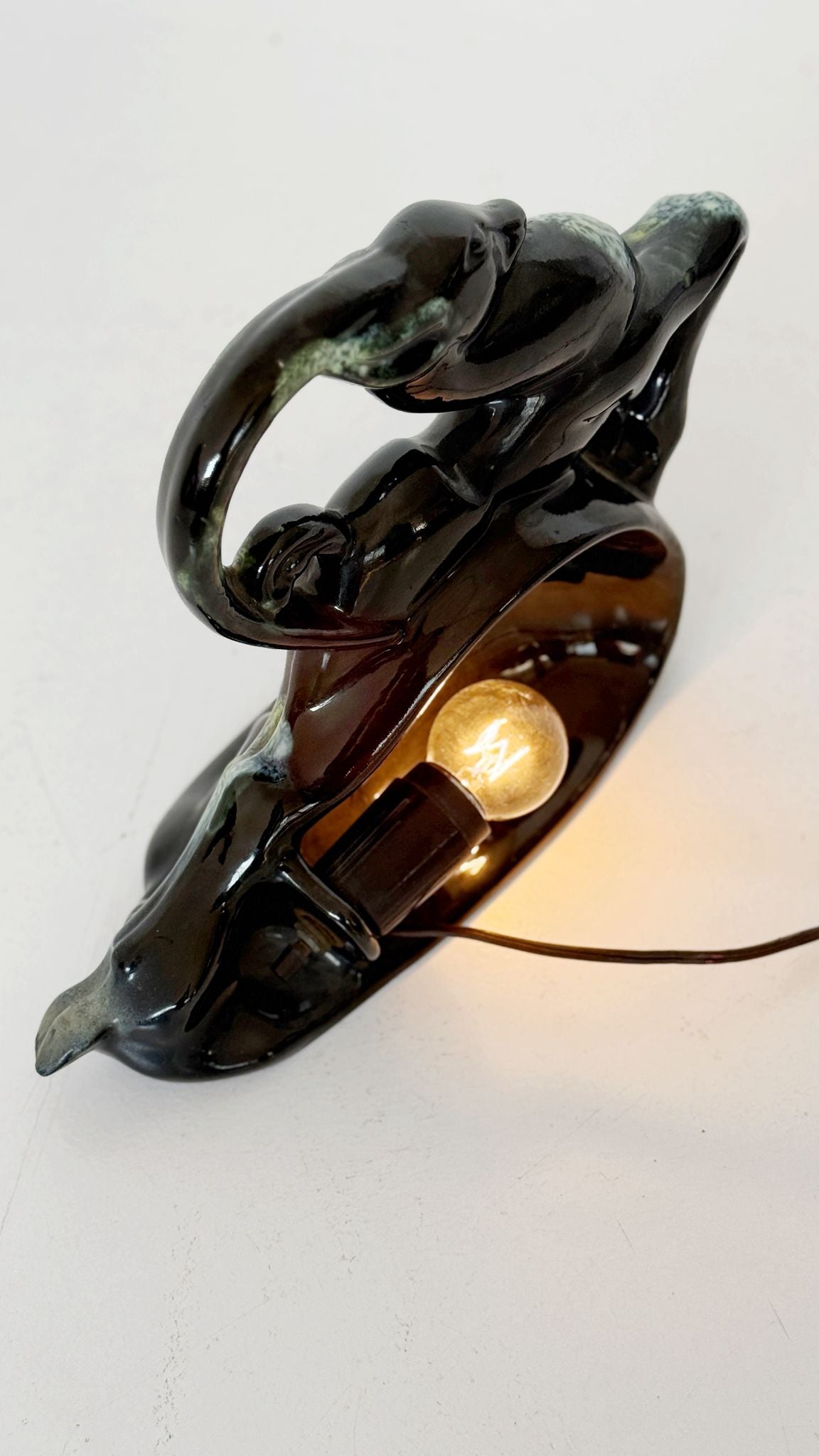 Glazed Ceramic Sculpture Lamp – 1940s/1950s