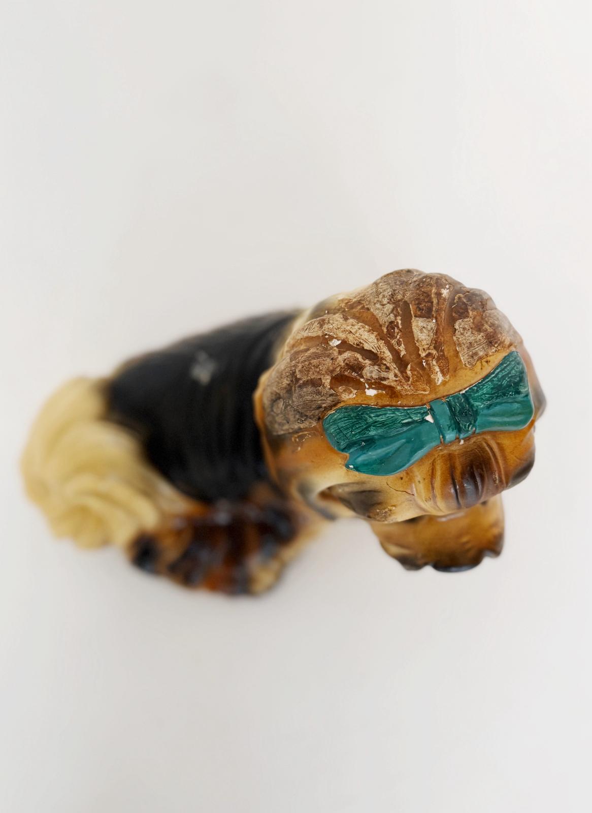 Vintage Shih Tzu Dog Statue in Hand-Painted Resin